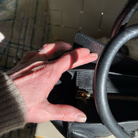 CELINE mini luggage tote bag in leather/shearling - Picture 5 of 15